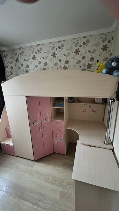 Кровать-чердак со столом Мидленд Fmebel 80x190