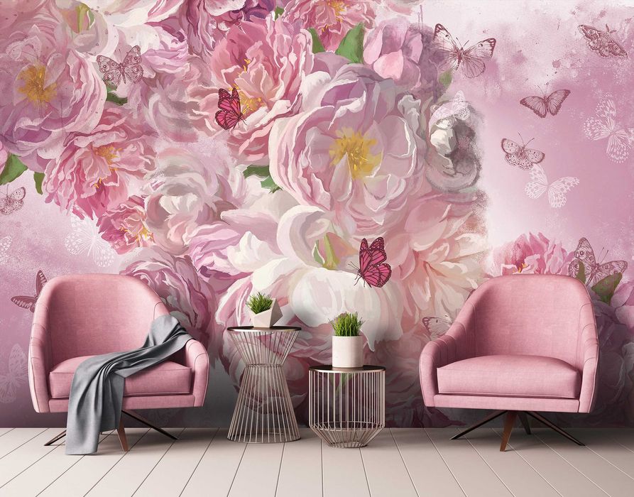 Fototapeta Róż Kwiaty Natura Piwonie 3D Twój Rozmiar + KLEJ