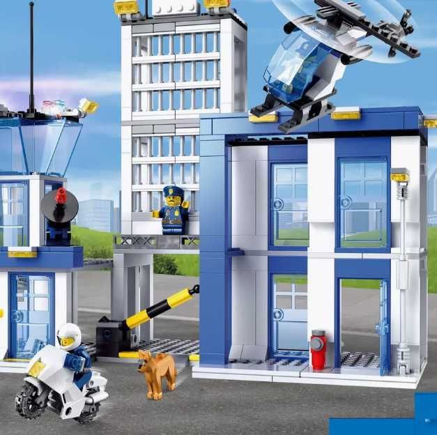 Klocki KONSTRUKCYJNE KOMISARIAT Policja Helikopter Figurki 996 el Lego