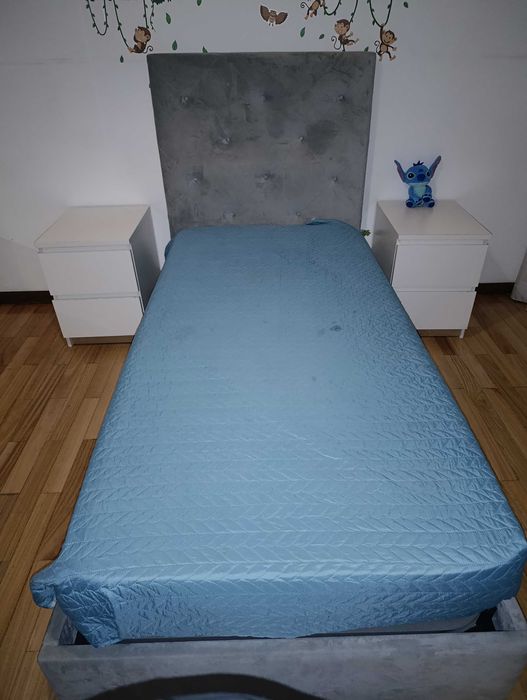 Cama Solteiro Cinza