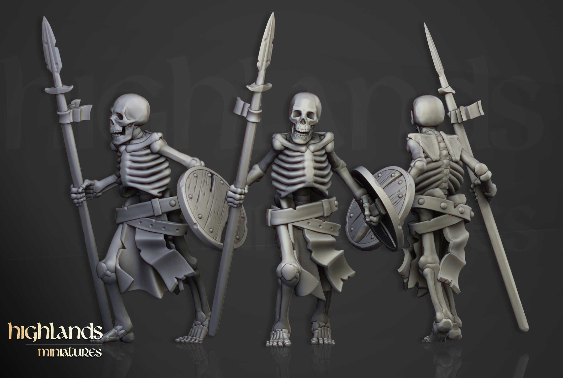 Skeleton Warriors with Spears - WFB ToW AoS - Highlands x10