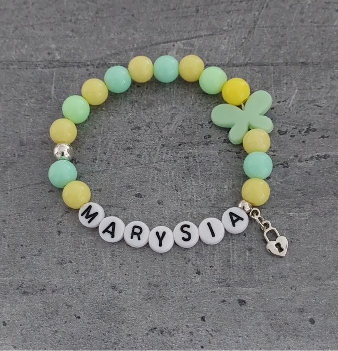 Bransoletka imię imienna z napisem koraliki zawieszka