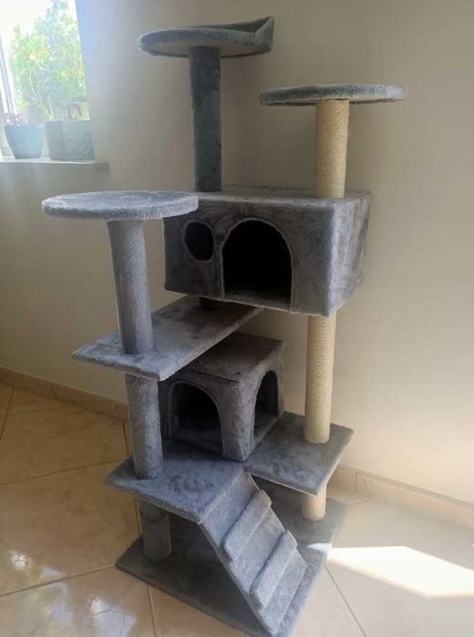 •NOWY DUŻY• Drapak Dla Kota 135cm Stabilny Domek, Budka Zabawki