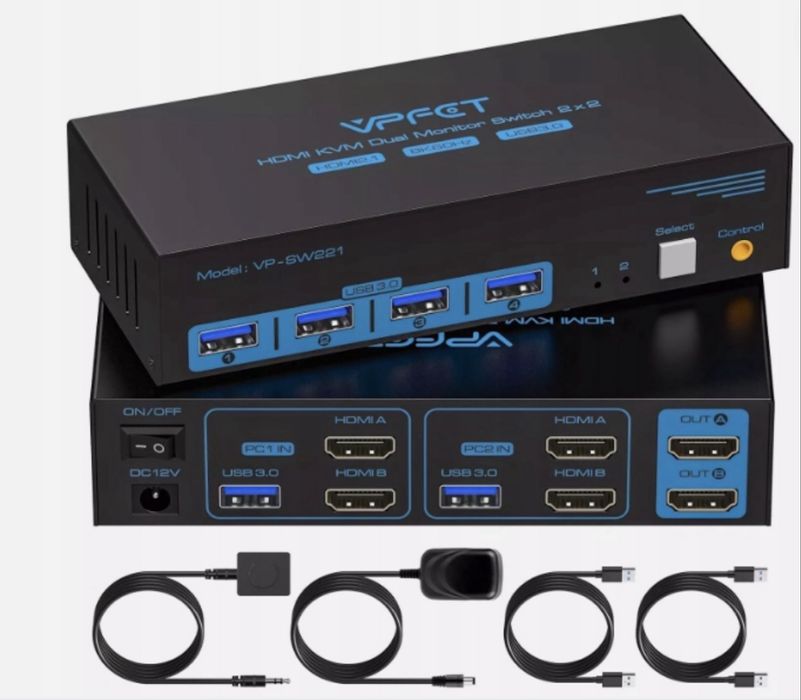 VPFET VP-SW220 HDMI KVM Przełącznik