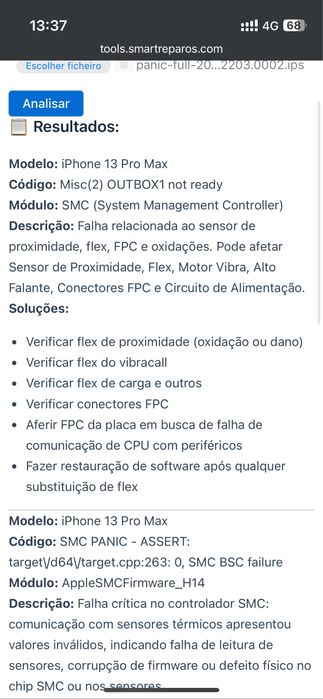iPhone 13 pro max 256 defeito(ver)