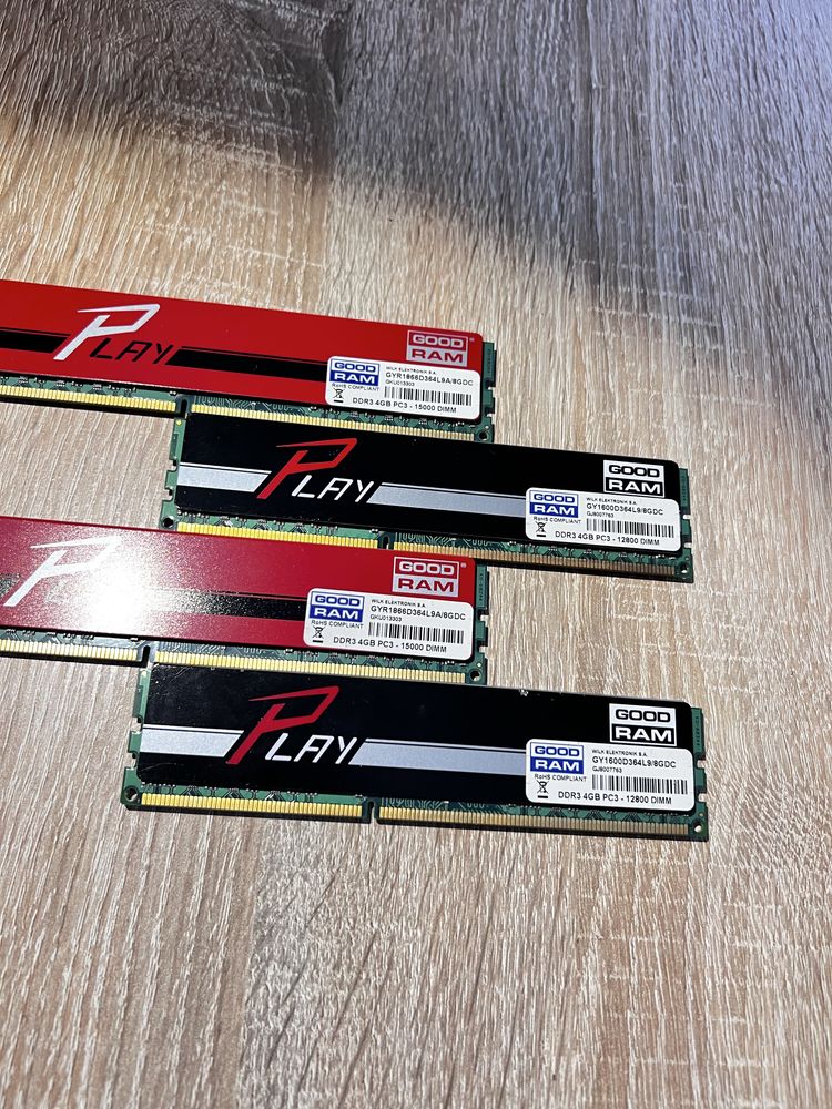 Pamięci ram: 16GB-4x4GB ddr3 1866 i 1600mhz GoodRam Play