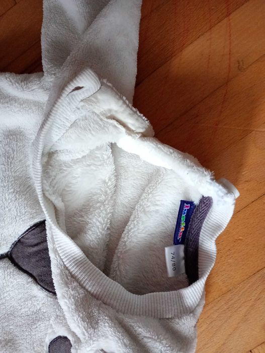 Bluzy ciepłe zimowe ocieplane miś panda 2 sztuki rozm. 74