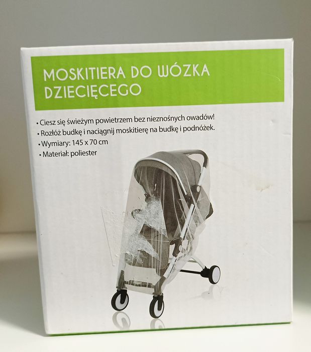 Biała moskitiera do wózka dziecięcego