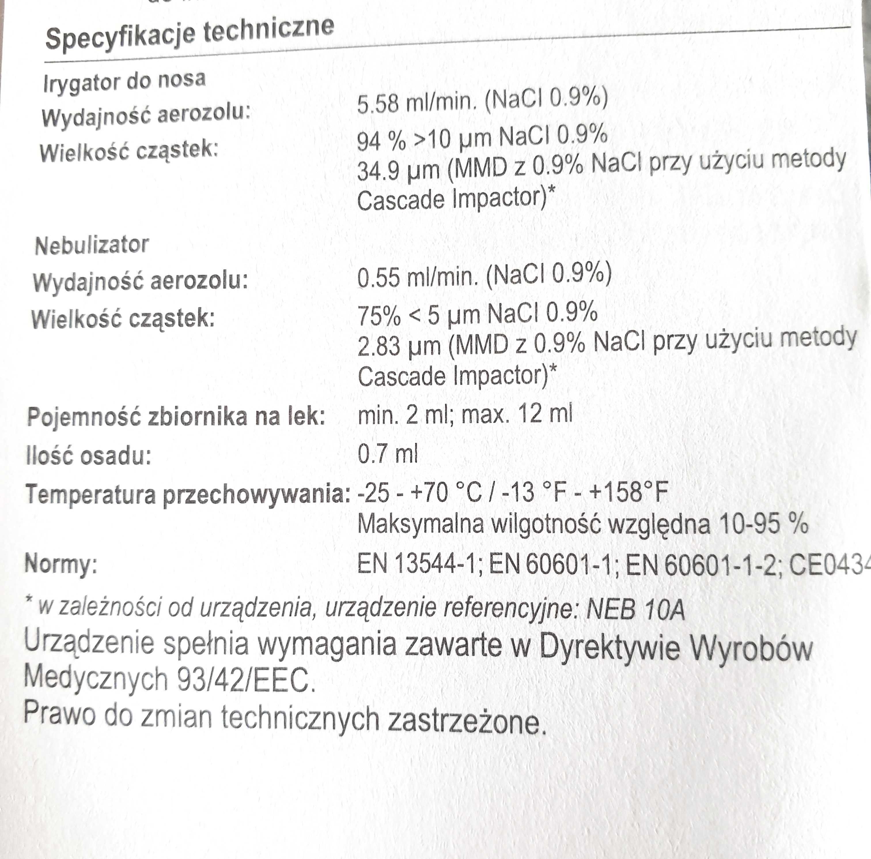 Irygator do nosa i zatok (w komplecie dodatkowo  ustnik) MICROLIFE