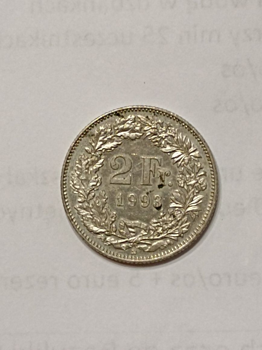 Moneta 2 Franki, Szwajcaria rok 1993