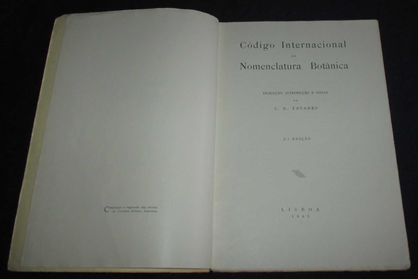 Livro Código Internacional de Nomenclatura Botânica C. N. Tavares