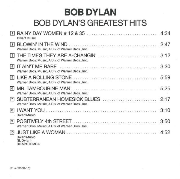 Bob Dylan Greatest Hits CD