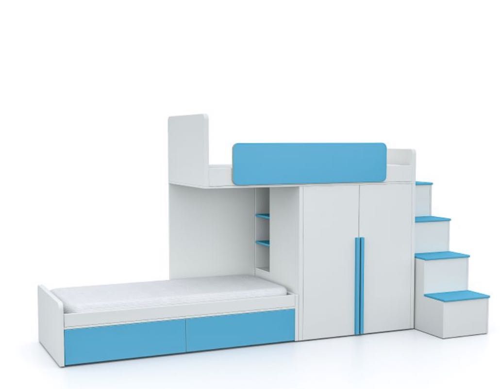 Łóżko piętrowe z szafą