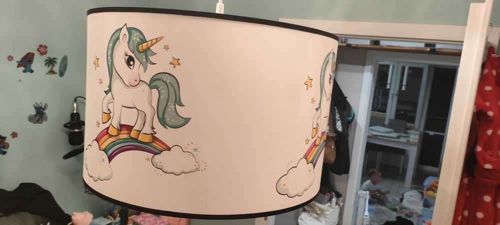 Lampa wisząca dziewczęca jednorożce walec