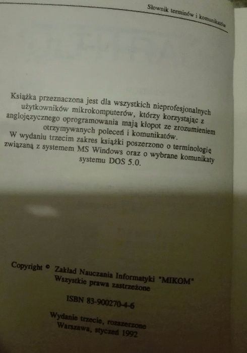 WITOLD SIKORSKI 3 książeki - komputer dos terminy