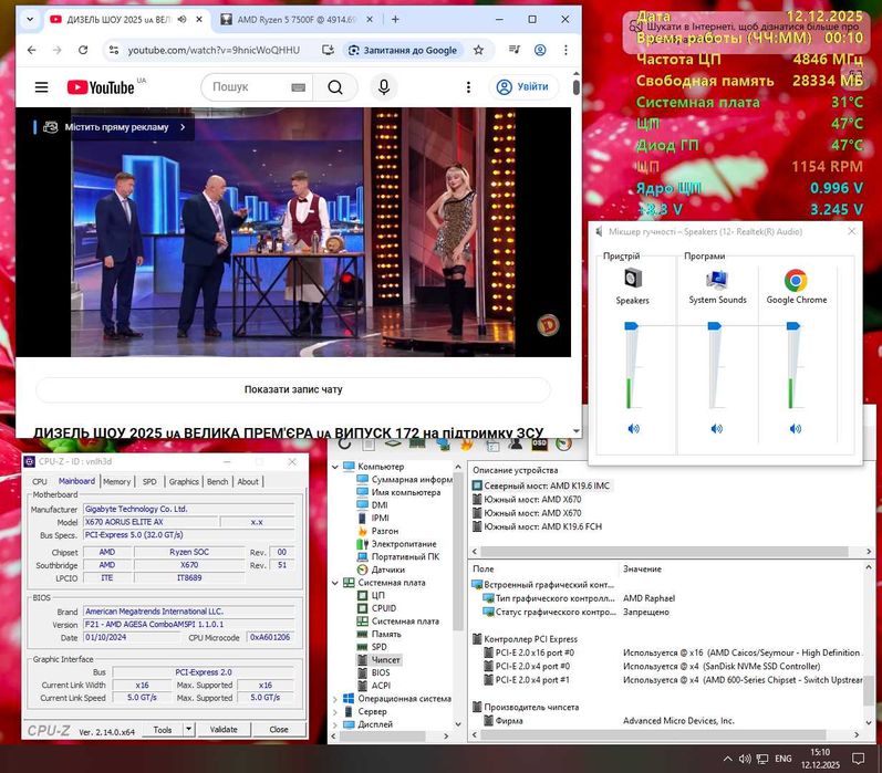 The Best AM5 Комплект Aorus Elite x670 WiFi, 7500f , 32Gb 6000Mhz RGB.