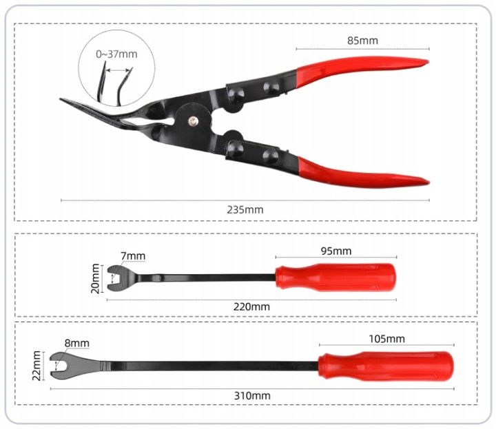 Zestaw Narzędzi Do Demontażu Usuwania Tapicerki Spinek Radia Ściągacze