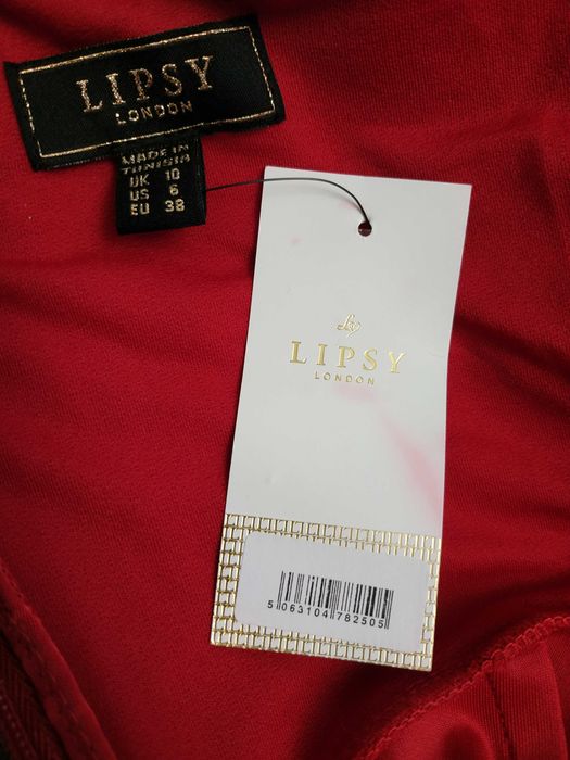 Червона весільна сукня міді рибка на одне плече з воланами LIPSY 38 рр