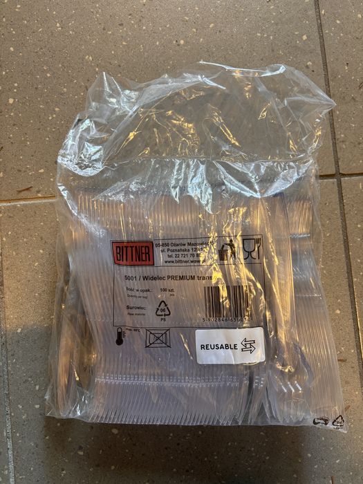 17 paczek Widelce plastikowe wielokrotnego użytku