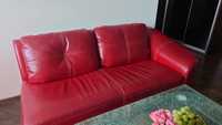 Sofa SKÓRA NATURALNA BYCAST Piękny czerwony kolor
