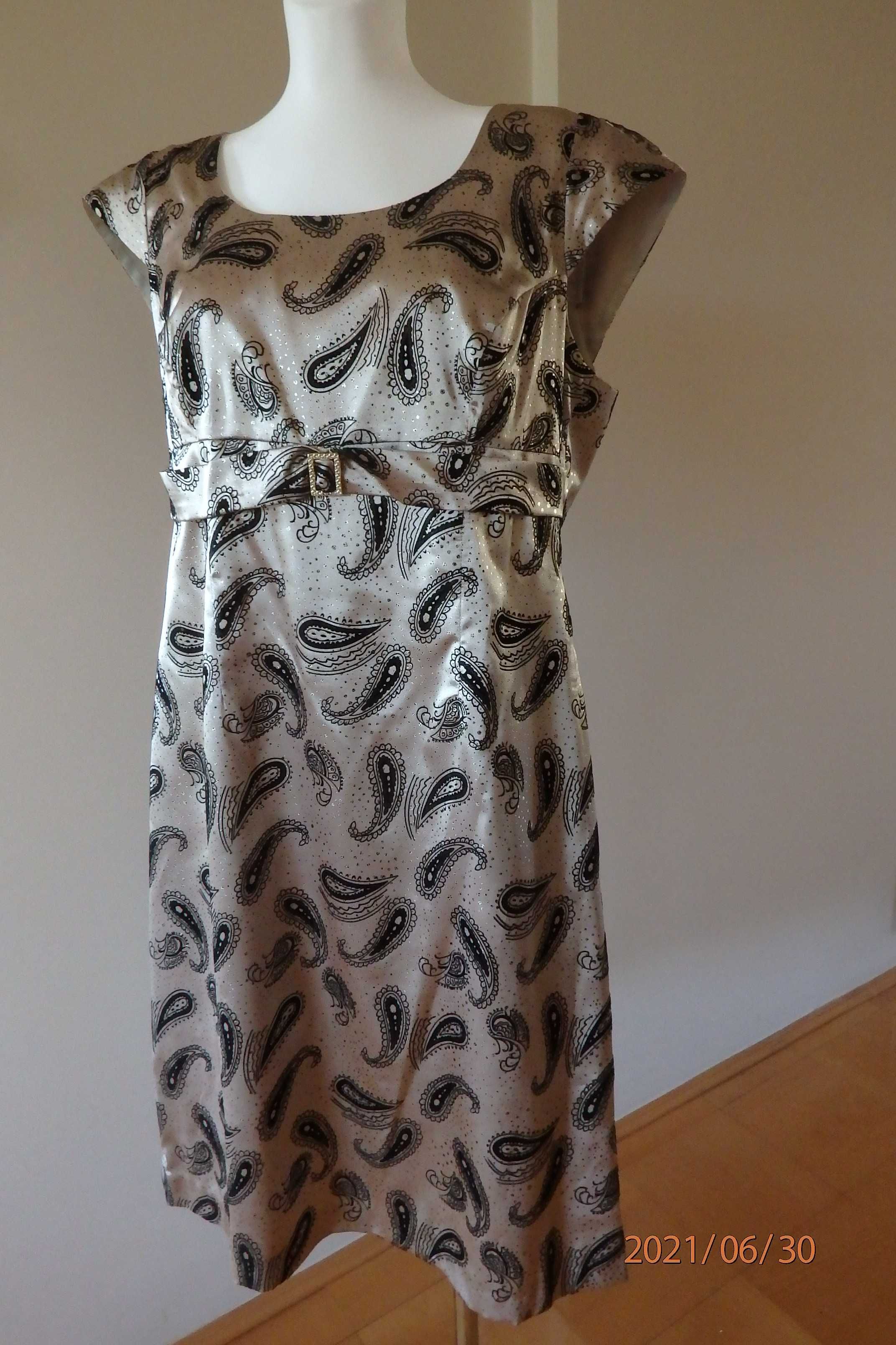 Elegancka, wyjściowa sukienka na podszewce r. 46