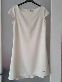 Biała Ecru Elegancka sukienka XS