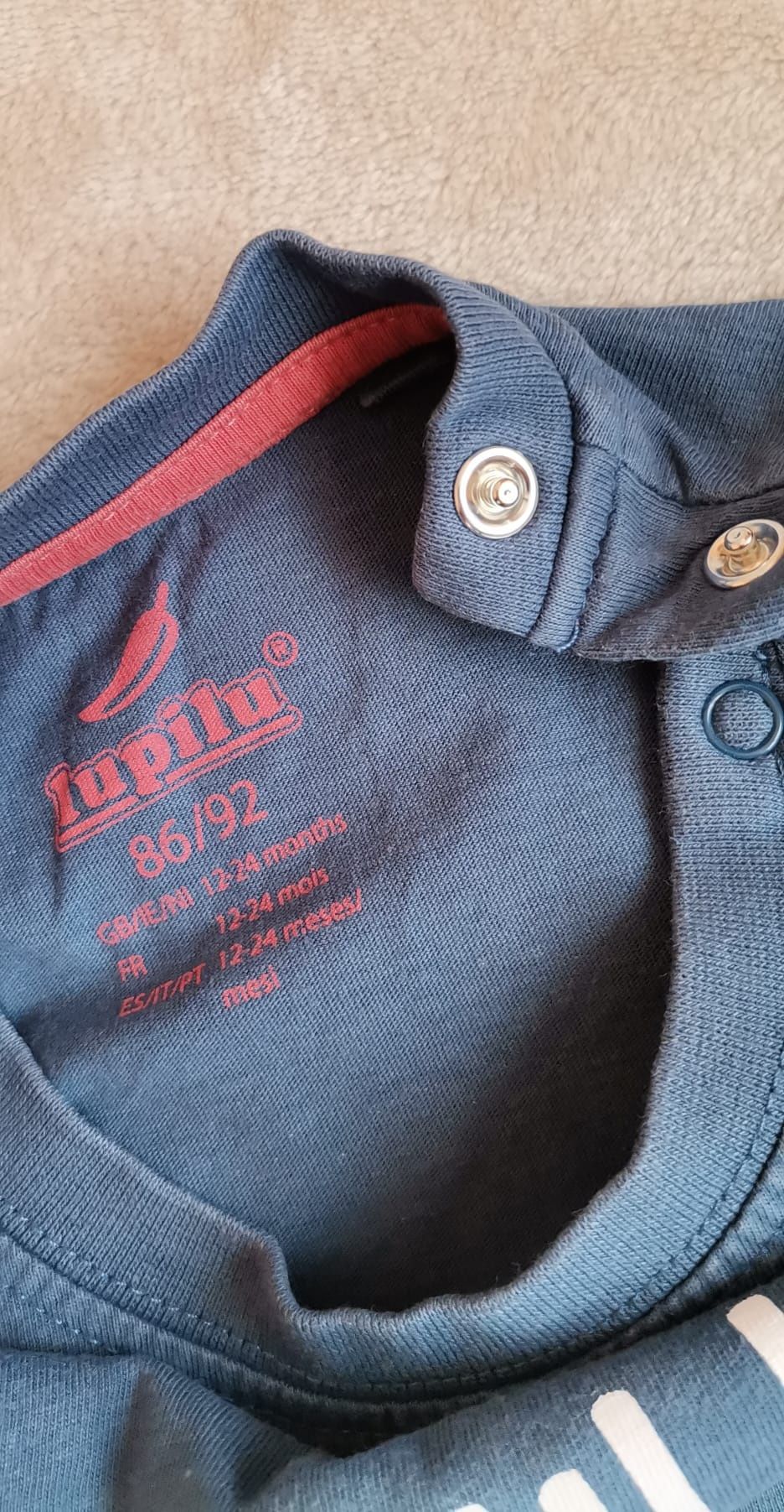 Granatowa chłopięca koszulka t-shirt bluzka krótki rękaw lupilu 86/92