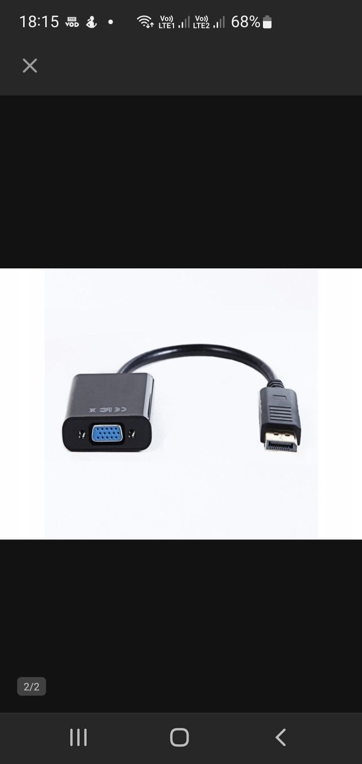 Adapter przejściówka DisplayPort - VGA