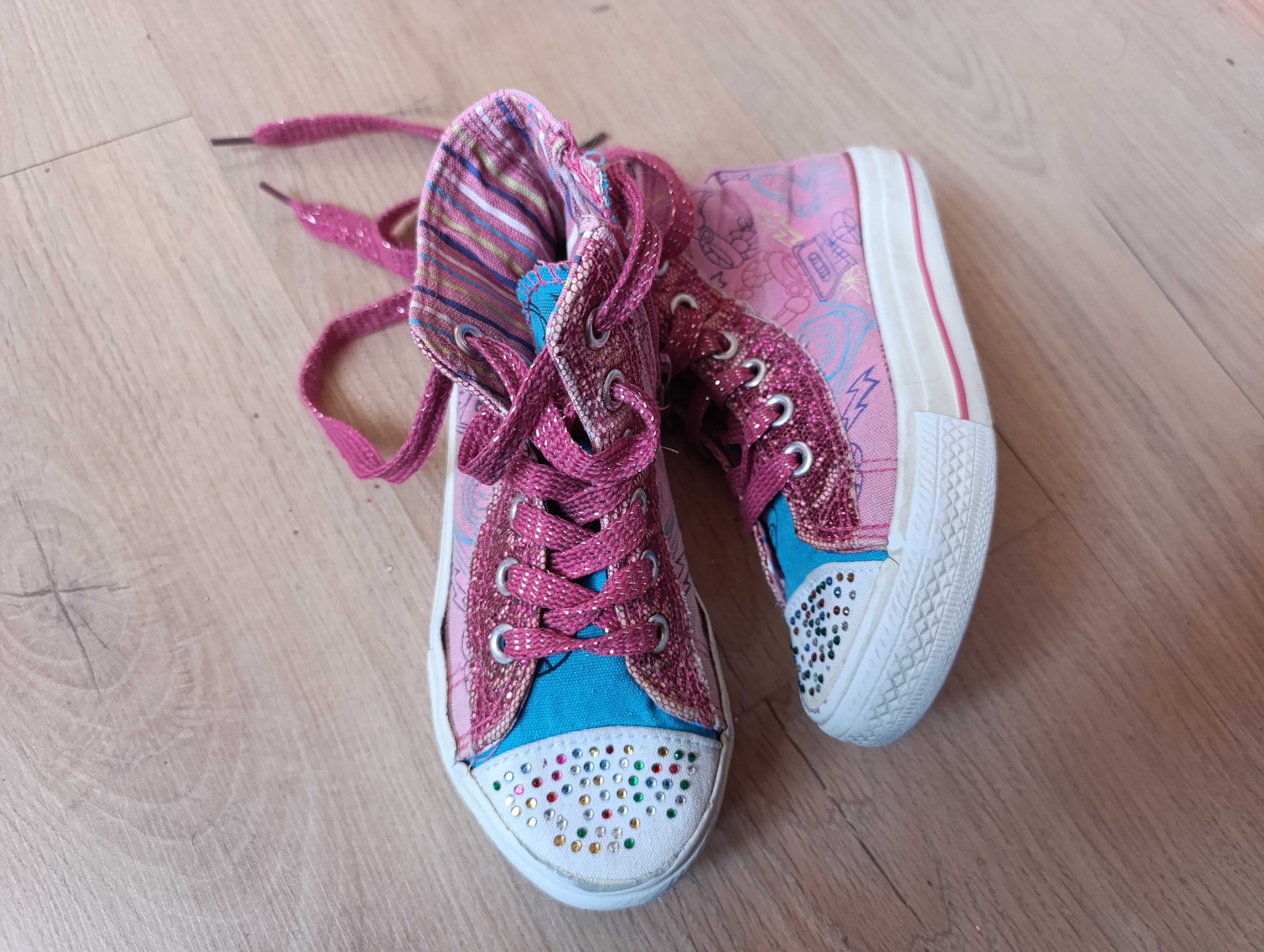 Kolorowe trampki 29 sznurowane dziewczynka różowe jak skechers