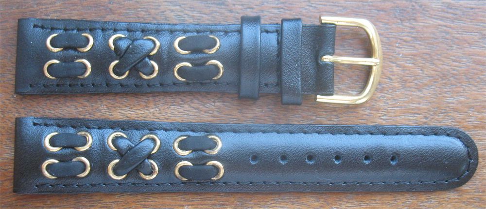 Bracelete Desportiva Antiga para relógios Vintage (preta)- 18mm