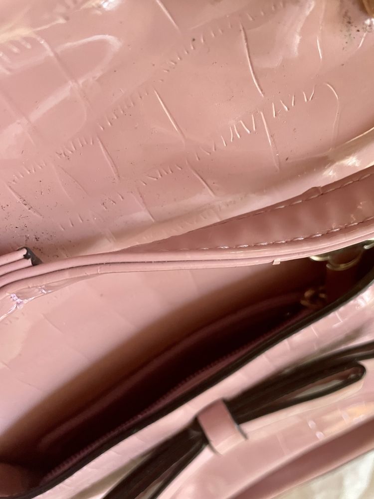 Рюкзак сумка лаковая пудровая розовая