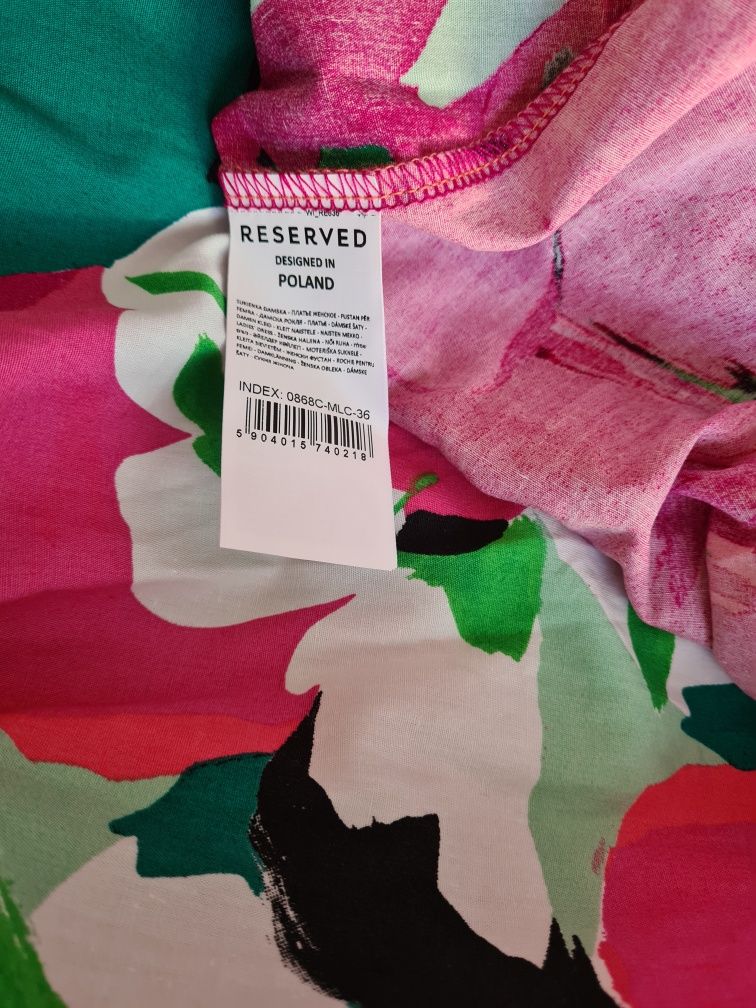 Sukienka midi Reserved 36 S M duże kwiaty boho nowa
