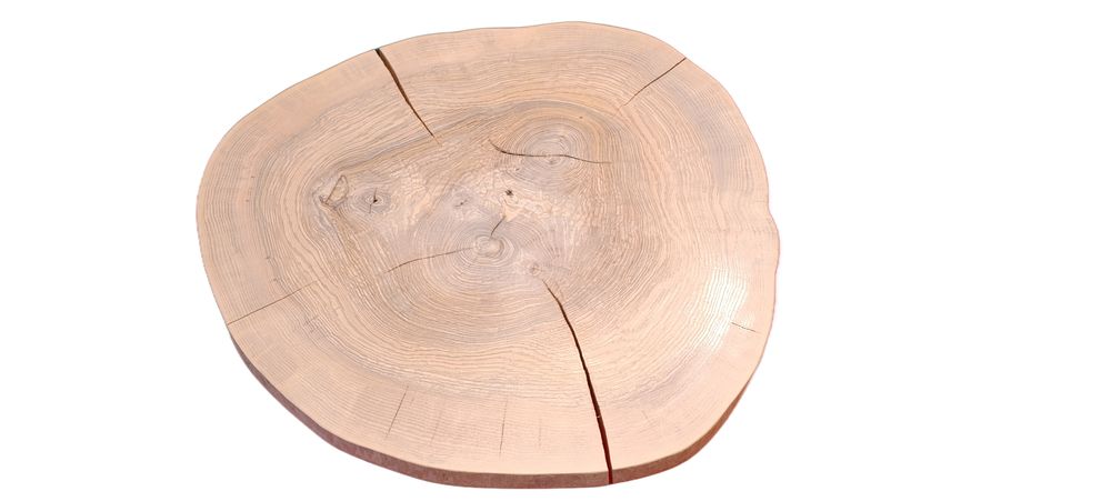 Unikatowy stolik kawowy plaster drewna bielony