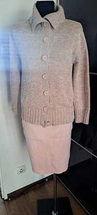 Zestaw damski sweter, bluzka i Spódnica 36/38 pudrowy róż