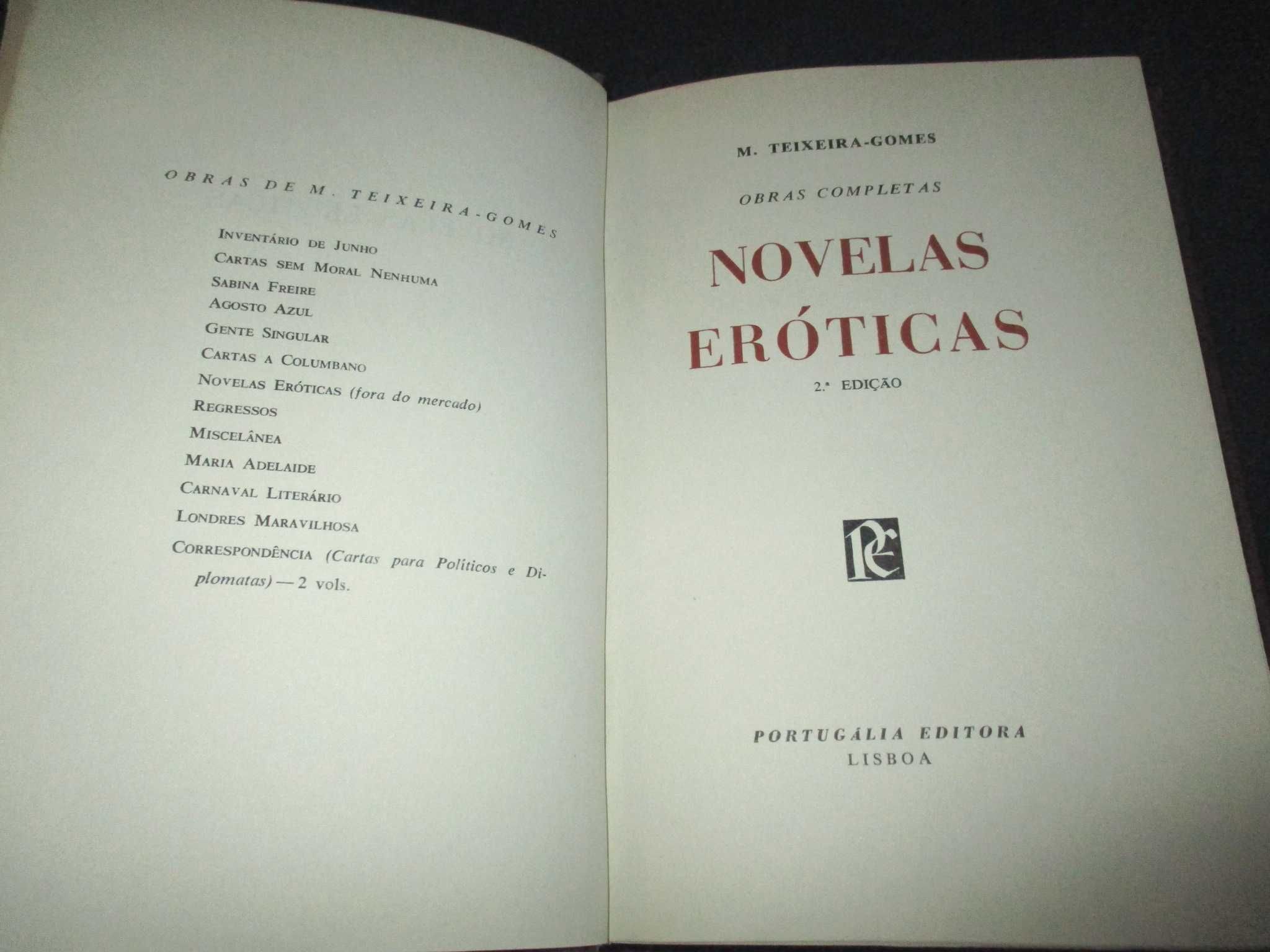 Livro Novelas Eróticas Teixeira-Gomes 2ª edição Portugália