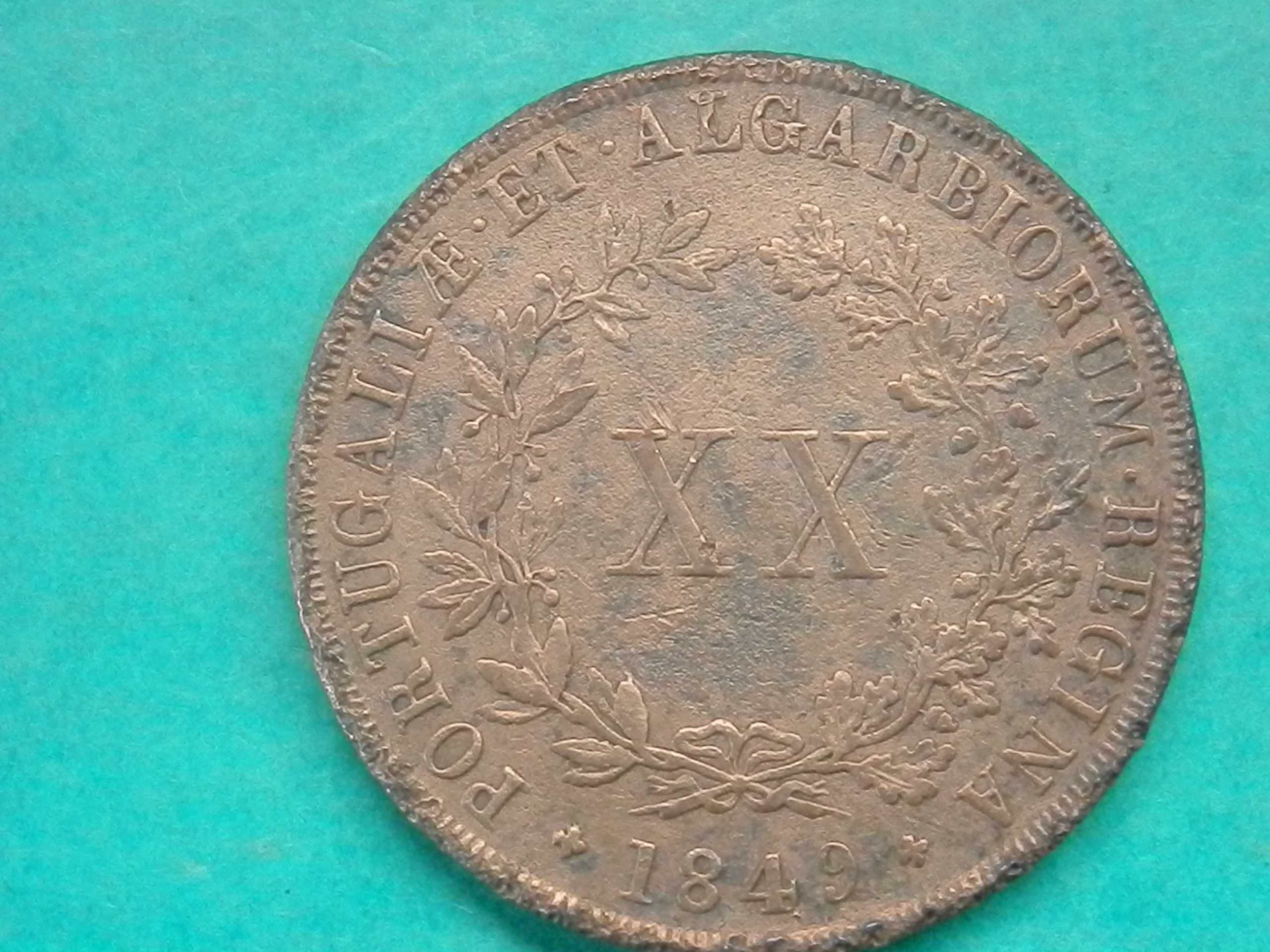 1100 - Maria II: XX réis 1849 cobre, por 19,00