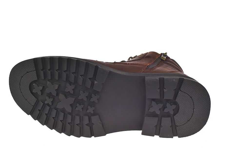 Skórzane buty męskie zimowe trapery na suwak CY136 br ocieplane r.  43