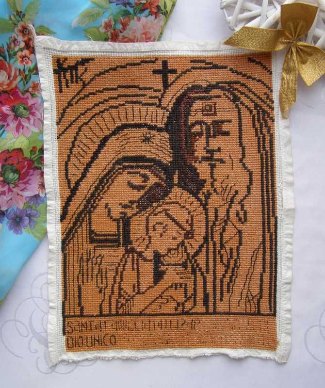 makatka haft krzyżykowy Ikona święta Rodzina obraz