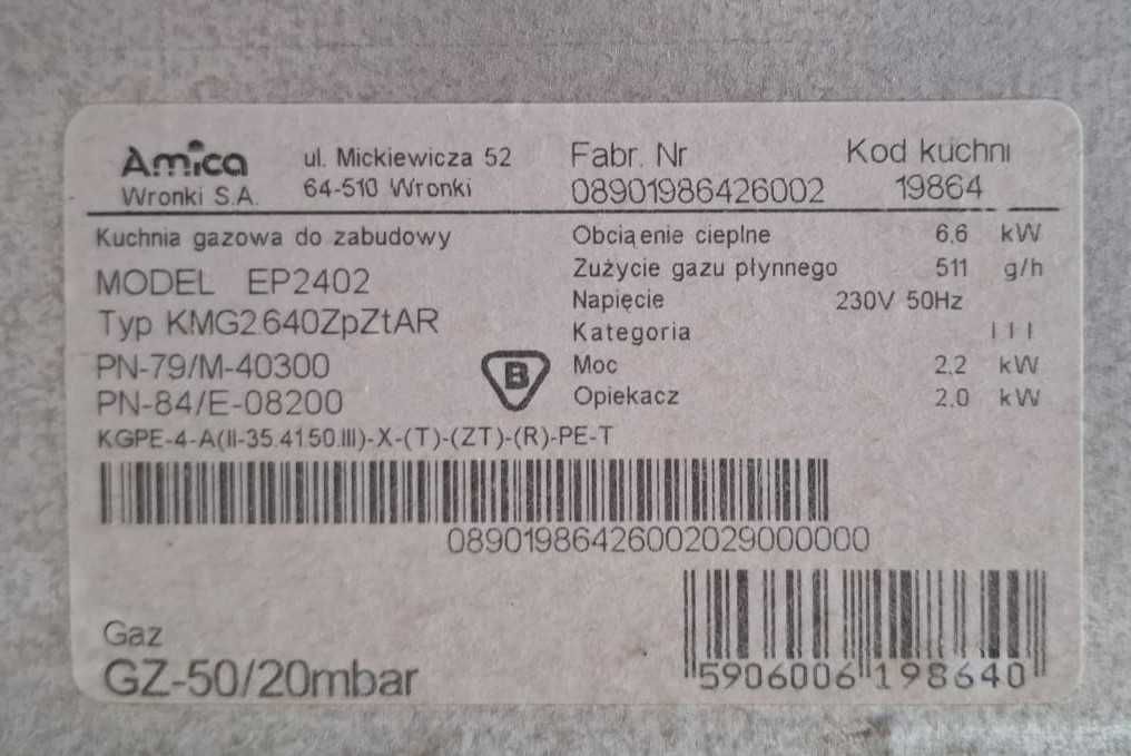 AMICA EP2402 (piekarnik) INOX do zabudowy