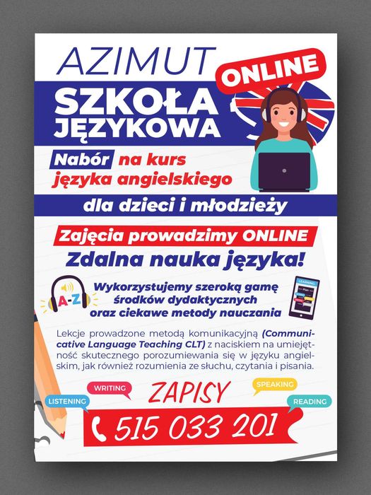 Lekcje online, korepetycje. Język angielski. Grupy