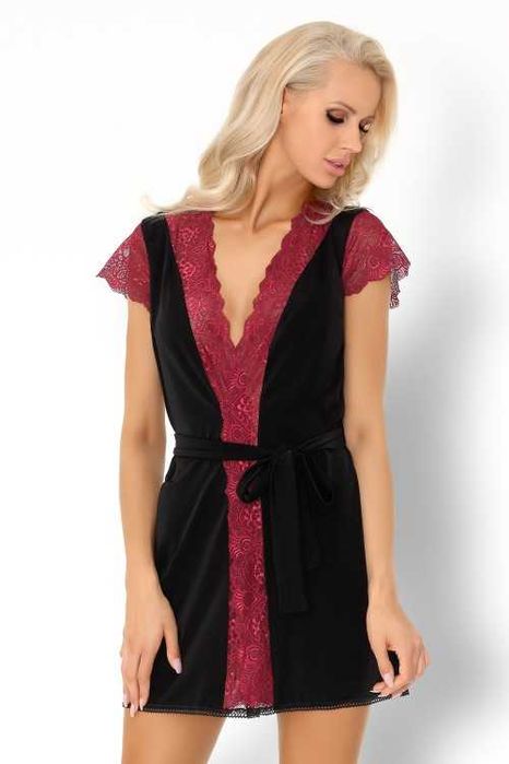 Szlafrok Kumiko Pink Rosses Collection Black LiviaCorsetti