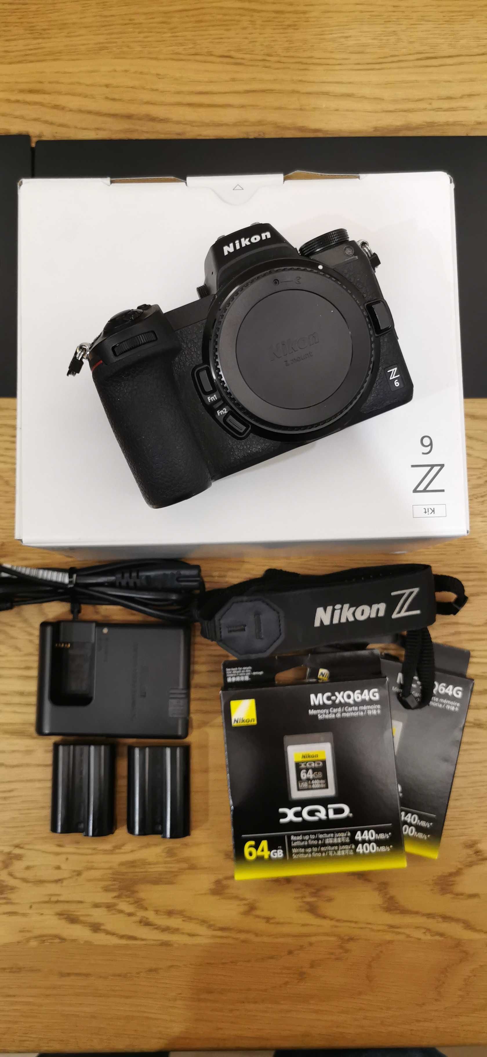Nikon Z6, zestaw, karty, adapter FTZ, bezlusterkowiec