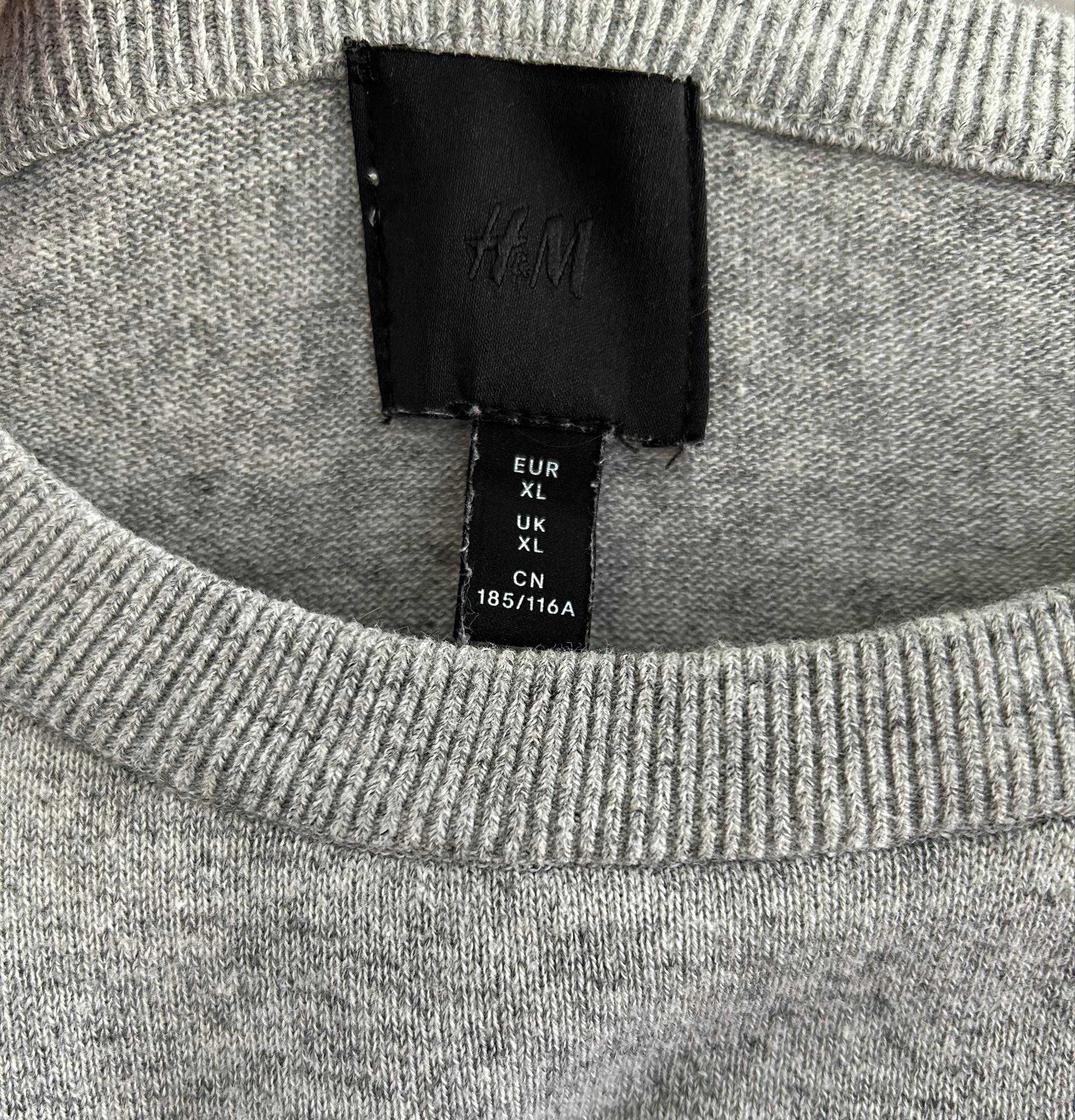 Lekki duży sweter gładka bluza męska H&M / 100% bawełna / XL jak nowy