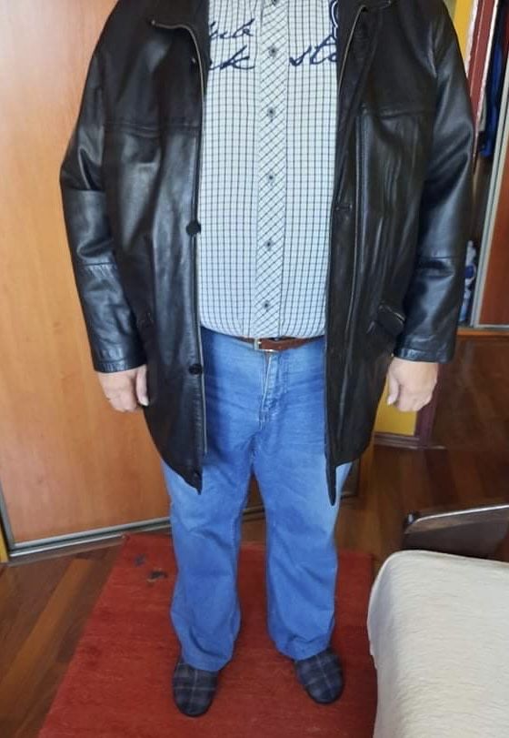 Męska czarna skórzana kurtka ocieplana zimowa Giorgio XXL