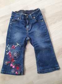 Spodnie jeans 86 H&M haft kwiaty