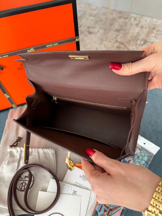 Сумка Hermes Kelly 25 Chocolate Gold