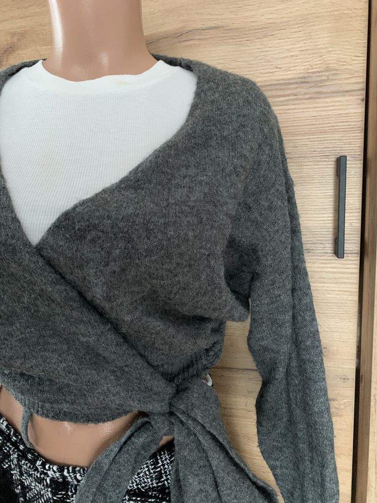 Sweter szary wiązany (S) H&M