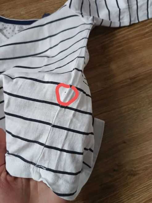 (r. 116) koszulka z rękawem 3/4 kwiatek pasy linie