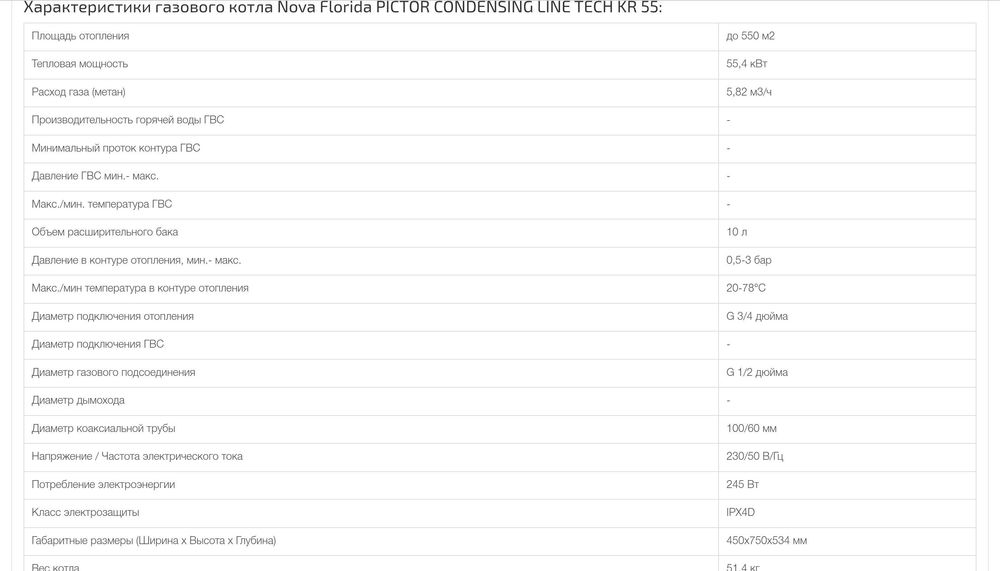 Новый Газовый котел Nova Florida 55 настенный одноконтур,конденсацион