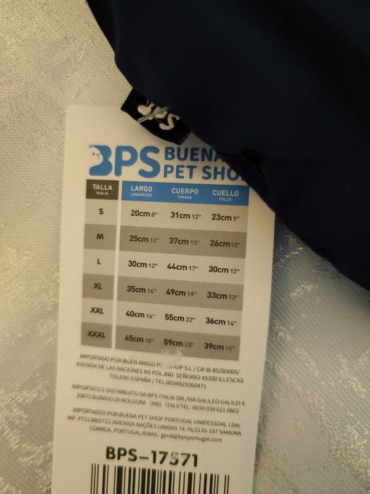 Casaco Impermeável azul e branco para Cão - Tamanho L